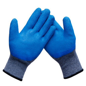 者也 浸胶发泡手套防滑耐磨工地劳保手套 十针发泡加厚棉纱/12双