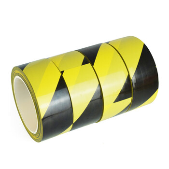 鸣固 黄黑警示胶带 安全划线警戒胶带 宽隔离警示贴 工厂仓库标识斑马线胶带 48mm*18米 6卷