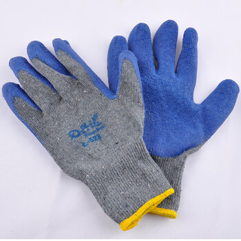 安美尚(ams) 兴达2094138CN通用手套 蓝灰色乳胶皱纹手套 9码 10副装 定做