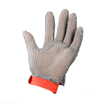 者也 钢环焊接手套电剪金属验厂厨房屠宰防割不锈钢钢丝手套 短款