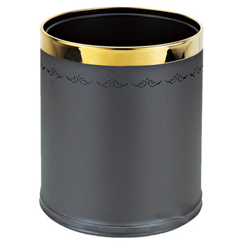 南 GPX-45F ；南方圆形双层镂空花房间桶 紫荆花镜金圈黑色 商用酒店宾馆客房垃圾桶 果皮桶 房间桶