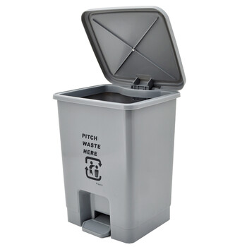 兰诗（LAUTEE）XD-15A 脚踏灰色垃圾桶 酒店宾馆商用带盖果皮箱 15L