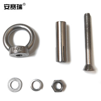 安赛瑞 不锈钢膨胀吊环 304不锈钢带圈膨胀螺栓螺丝 带环膨胀螺丝 M8×80mm（5个装）22878