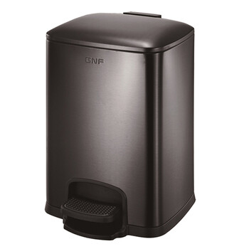 南 SJ8-F03 方形脚踏桶 黑金 商用酒店宾馆客房不锈钢 南方垃圾桶 果皮桶 8升容量 防指纹