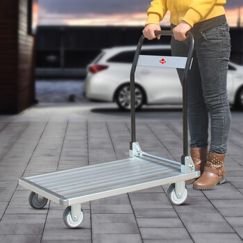亚迈狮 铝合金折叠平板手推车 物流折叠推车 载重300kg 平台尺寸780*490  YZTC-490