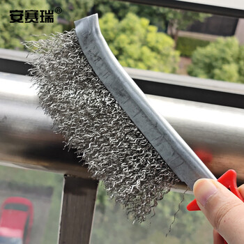 安赛瑞 刀型钢丝刷 不锈钢丝刀刷（5把装) 清洁刷除锈刷子 塑料柄刀刷缝隙清洁刷 23956