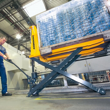 德国永恒力 手动叉车剪式液压搬运车 快速提升型 载重1.0t ，提升高度800mm，橡胶转向轮尼龙承载轮 AMX10