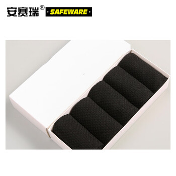 安赛瑞 竹纤维劳保耐磨中筒袜（5双装）黑色 男士均码 吸汗耐磨劳保袜子 劳保工作袜 10818