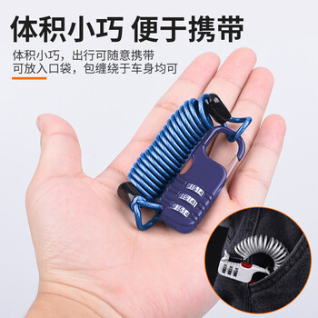 飞尔（FLYER）便携式钢丝绳密码锁 弹簧绳安全防盗锁 旅行箱包背包电动车自行车密码锁【OPP袋装 蓝色】
