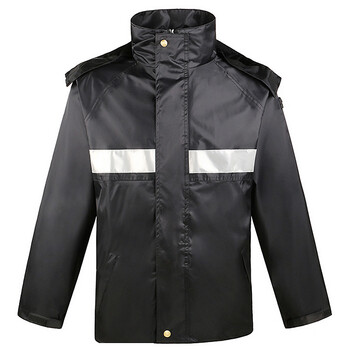 者也 反光雨衣套装 分体雨衣雨裤 防水男女加肥加大雨衣骑行黑色 3XL码【适合身高180-185】034