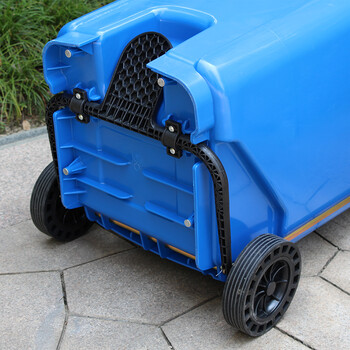 莫恩克 户外大号垃圾桶 分类垃圾桶 环卫垃圾桶  小区物业收纳桶 可定制LOGO 带轮挂车垃圾桶 蓝色120L脚踏款