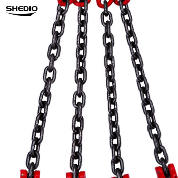 晟雕 定做 G80锰钢起重链条吊索具组合吊钩吊环组合起重吊具 8吨4腿2米 环眼钩款