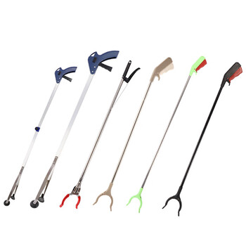 庄太太【灰色不锈钢60cm】环卫钳加长不锈钢垃圾夹拾取物器铝合金捡垃圾钳长柄垃圾夹子