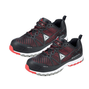 代尔塔/DELTAPLUS301301运动系列安全鞋防砸防刺穿耐300℃热接触防滑劳保鞋黑红色1双42码