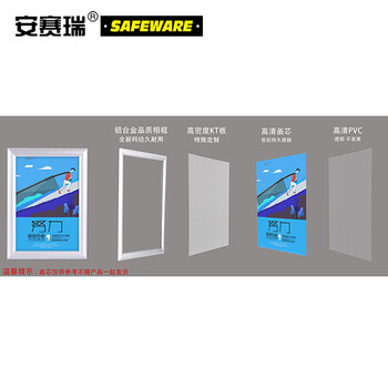 安赛瑞 铝合金开启式海报框（5套装）亮银 60×90cm 直角 前开启式广告画相框 车站宣传海报铝合金画框 10314
