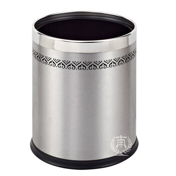 南 GPX-45D 南方圆形双层镂空花垃圾桶 砂钢 商用酒店宾馆客房双层垃圾桶 房间桶 果皮桶 内桶容量9.8升