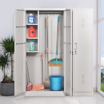 庄太太【0.7厚钢制双门】不锈钢单双门保洁工具收纳柜卫生柜