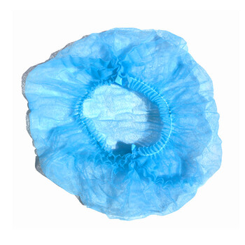 谋福 CNMF   8379-2 一次性头套 无纺布条形帽子 食品帽 保洁帽 卫生防尘帽100只装 （单筋防尘帽 蓝色款）