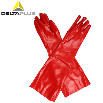 代尔塔（Deltaplus）201601 PVC防化手套加长版60cm 化学加工污染防护10码 1双