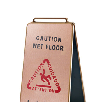 南 停车牌 P-17K 340x50x660mm 可折合式铝板面停车牌 小心地滑 玫瑰金 警示牌请勿泊车牌小心地滑牌