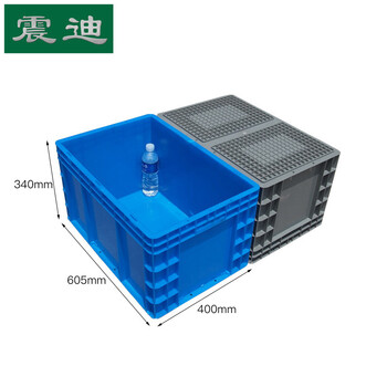 震迪物流箱加厚周转箱大号搬运塑料框eu食品筐605*400*340可定制