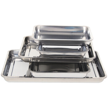 海斯迪克 HKW-97 不锈钢方盘 酒店托盘不锈钢盘仓库零件盒存储盘 无磁加厚27*20*2浅