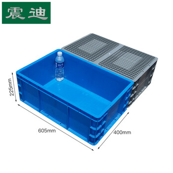 震迪EU物流箱仓库货架存放箱蓝色大号货箱胶框605*400*225可定制