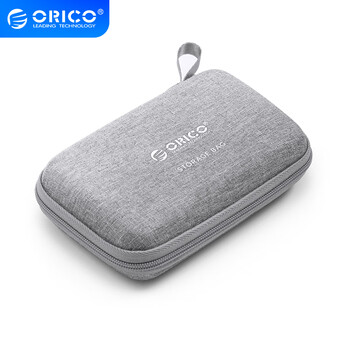 奥睿科(ORICO)2.5英寸硬盘盒保护包 数据线/U盘/耳机/数码配件收纳盒包防震防摔套 灰色HXA25