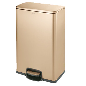 南 SJ40-F01 南方方形脚踏桶 香槟金 不锈钢防指纹酒店宾馆客房垃圾桶果皮桶厨房垃圾桶商用桶 容量40升