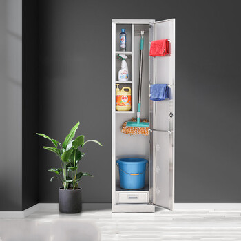 庄太太【0.7厚钢制双门】不锈钢单双门保洁工具收纳柜卫生柜