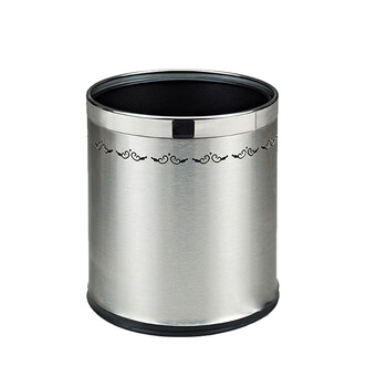 南 GPX-45F 南方圆形双层镂空花房间桶 紫荆花镜钢圈砂钢身 商用酒店宾馆客房不锈钢垃圾桶 果皮桶 房间桶