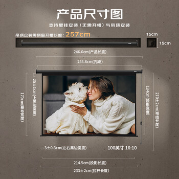得力(deli)100英寸16:10电动调节投影幕布  适配坚果极米当贝小米投影机 投影机投影仪幕布50497