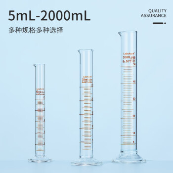 LABSHARK 量筒玻璃实验室量杯高硼硅加厚大容量带刻度可过检直筒型化学生物实验量器【100mL】可过检 1个