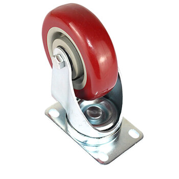海斯迪克 中型聚氨酯转向轮 工业pu轮枣红色手推车板车脚轮 5寸万向轮
