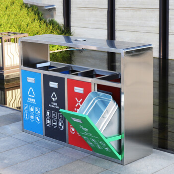 庄太太【常规A四分类】户外不锈钢分类垃圾桶环卫回收果皮箱