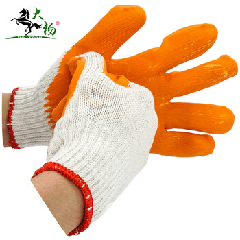 大杨065玻璃厂板胶手套10双 工地耐磨防滑轻微防割涂层劳保手套
