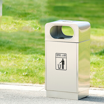 庄太太【304不锈钢双桶C】工厂酒店户外不锈钢大号小区环卫分类垃圾果皮桶