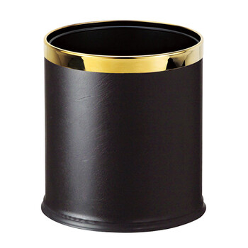 南 GPX-45 南方多层圆形套皮垃圾桶 金圈黑色皮纹 商用酒店宾馆客房垃圾桶 房间桶 果皮桶 内桶容量9.8升
