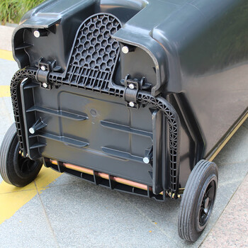 莫恩克 户外大号垃圾桶 分类垃圾桶 环卫垃圾桶 小区物业收纳桶可定制LOGO  带轮挂车垃圾桶 灰色240L脚踏款