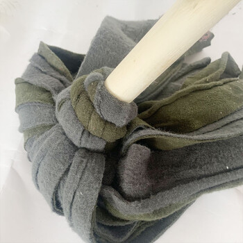 庄太太【绿灰】木杆墩布棉线拧水拖把毛巾布条老式拖布保洁酒店物业
