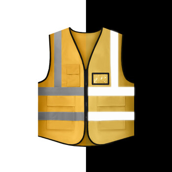 聚远 JUYUAN  贵宾款 V领5口袋燕尾反光马甲黑袋 工地施工交通治安反光衣  红色