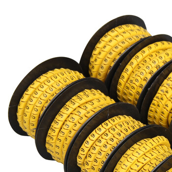 BOWERY彩色数字号码管网线标签套管凹口异形管电线标记管0-9数字标签线号管1.5平方 10卷/套  1套