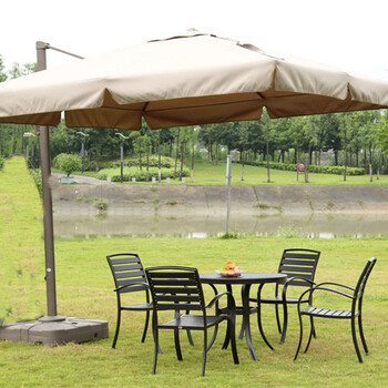 飞尔（FLYER）户外休闲伞 安全器具庭院伞咖啡厅伞 3.5米 方形侧立伞[大理石底座]