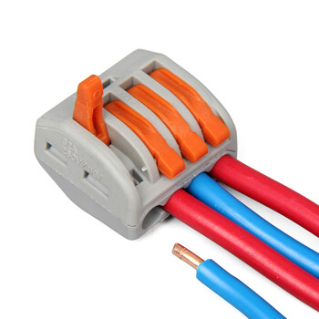 天旭接线端子接线板软硬导线通用快速接线端子排免螺丝压线帽4孔连接器4平方线PCT-214 10个