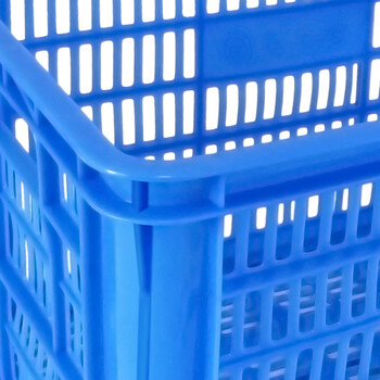 兰诗（LAUTEE）YJ-E047网眼周转箱加厚塑料筐收纳快递筐 10kg箱蓝色455*310*240