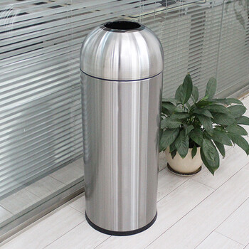 迪恩斯（DEANS）不锈钢奶茶店垃圾桶大号商用公共场合咖啡店铺公用商场餐厅圆形无盖垃圾筒 