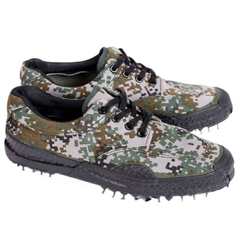 者也 3520迷彩鞋解放鞋工地劳保鞋户外耐磨工作鞋绿彩40码