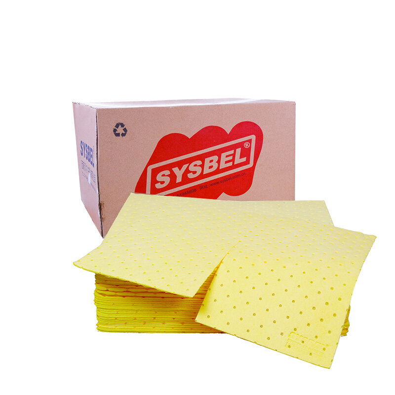 西斯贝尔（SYSBEL）化学品吸附棉CP0001Y 防强酸碱化学品实验室抗腐蚀擦拭布浅黄色100张箱 定做