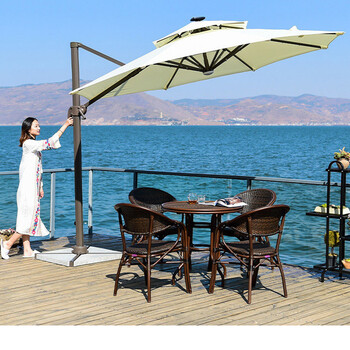 飞尔（FLYER）户外休闲伞 安全器具庭院伞咖啡厅伞 3.5米 方形侧立伞[大理石底座]