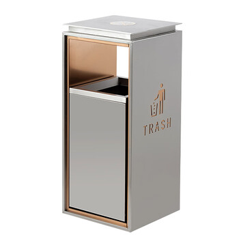 兰诗 DB6043 酒店不锈钢垃圾桶 商场电梯果皮箱物业防指纹垃圾筒 黑金大号禁烟